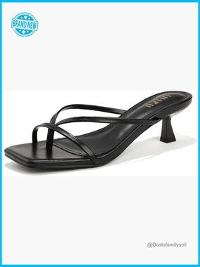 Strappy Square Toe Kitten Heel Sandals Low Heeled Slide Dress Shoes Comfortable